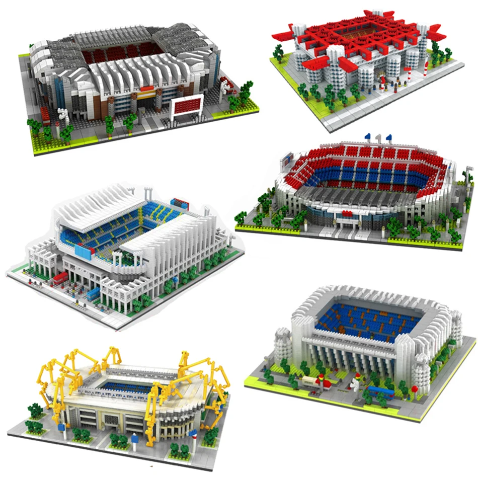 duplo футбольный старый Траффорд Camp Nou Bernabeu San Sir стадион Реал Мадрид Барселона клуб алмазное здание подарочные игрушечные блоки