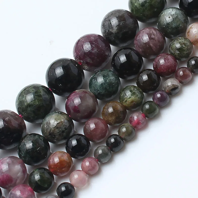 

Natural Stone Beads Tourmaline Round Beads For Jewelry Making 15inches/strand 6/8/10mm Beads Making Bracelet Diy Jewelry
