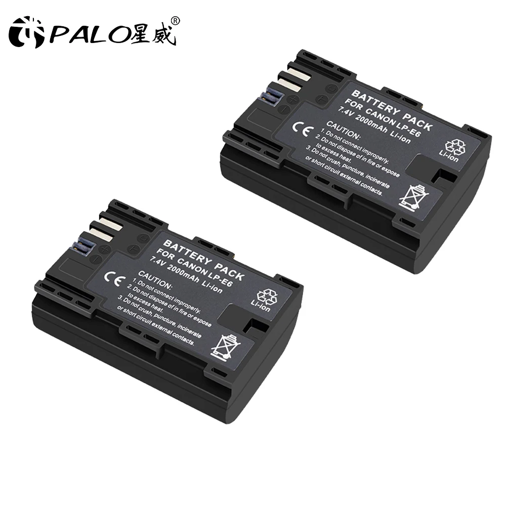 lp-e6x2 2x LP E6 LPE6 LP-E6 E6N батарея 2000 мАч+ ЖК двойное зарядное устройство для камеры Canon EOS 5DS R 5D Mark II 5D Mark III 6D 7D 80D EOS 5DS R - Цвет: lp-e6x2