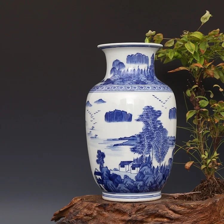 Художественная сине-белая ваза Qing Kangxi антикварная фарфоровая коллекция из