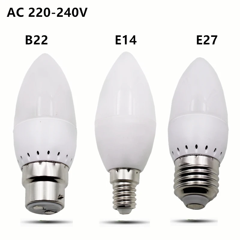 10 шт. Новые E27 E14 B22 светодиодные свечи лампы 5 Вт AC 220 В 18 2835SMD высокой яркости вместо
