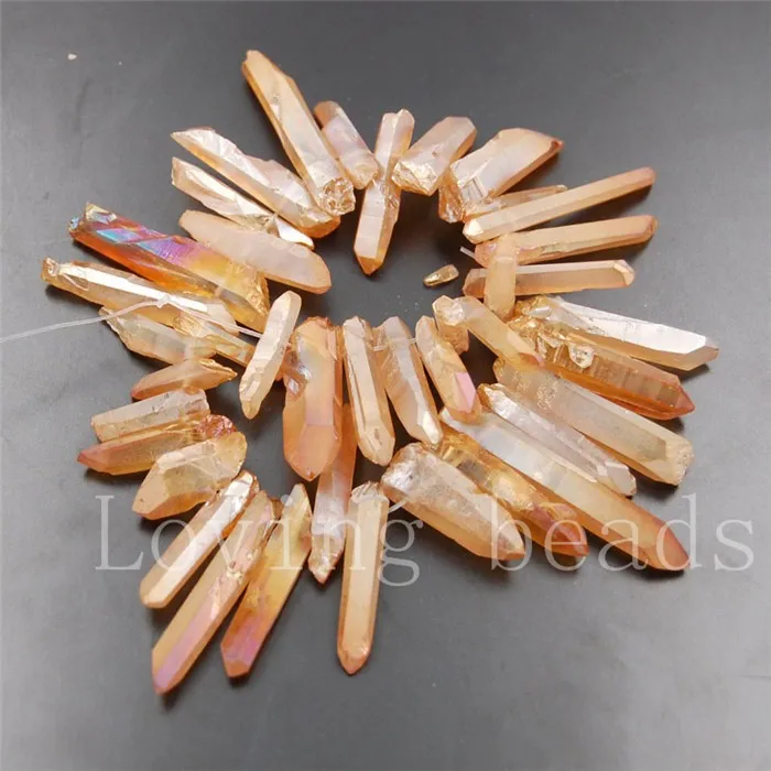 5 нитей/партия бусины с металлическим титановым покрытием 7 дюйма 3x15-6x25 мм |