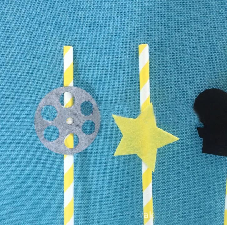 10 Pcs Kawaii Hollywood Movie Party Paper Straws Decoration Supplies Toys for Children Disposable Tableware | Дом и сад