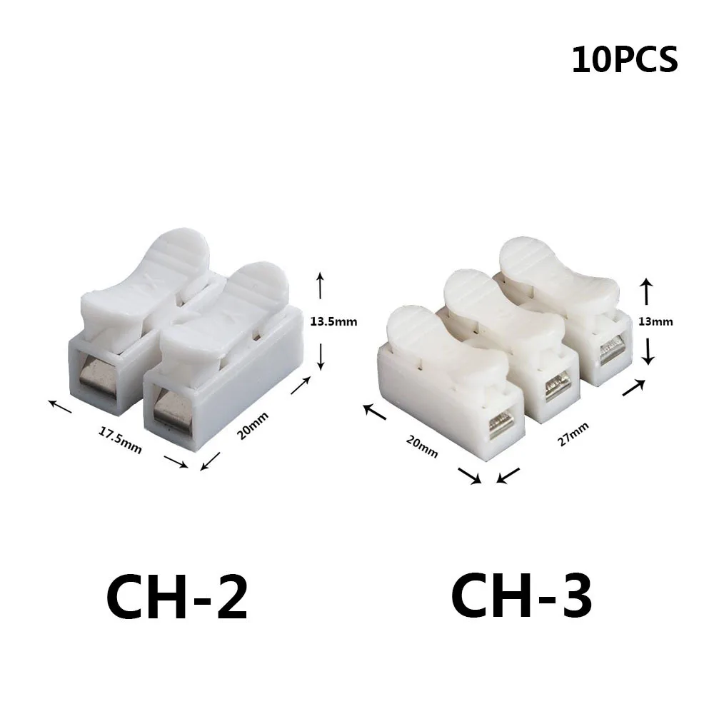 10 шт./лот CH-2 Spring Wire Quick Connector 2p 3p G7 Electric Crimp Terminals Block Splice Cable Clamp Easy Fit Led Strip |