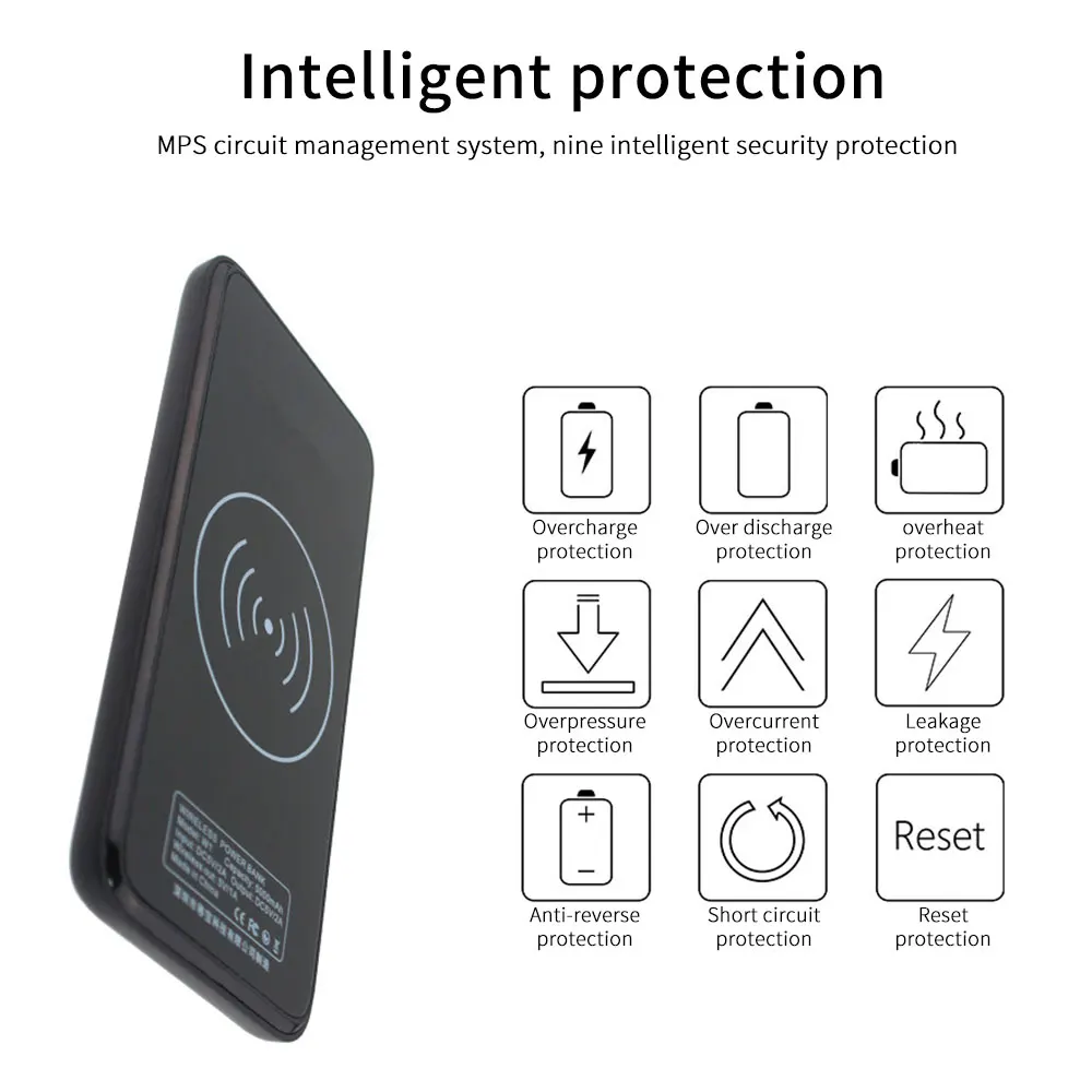 Портативное беспроводное зарядное устройство Qi KISSCASE внешний аккумулятор 5000 мАч
