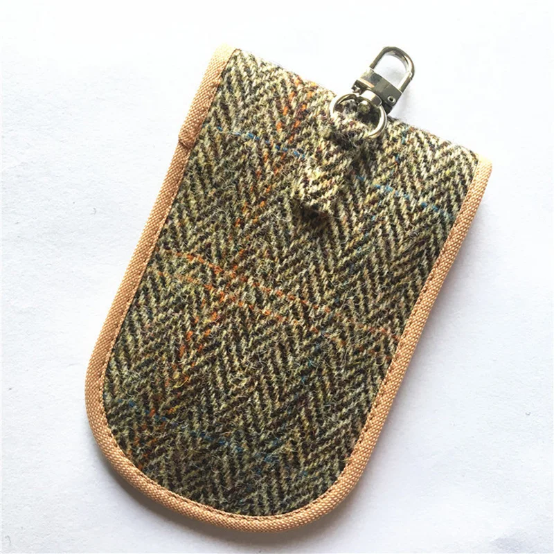 Шерстяная сумка для ключей карт Faraday двухслойная плюшевая ткань брелок