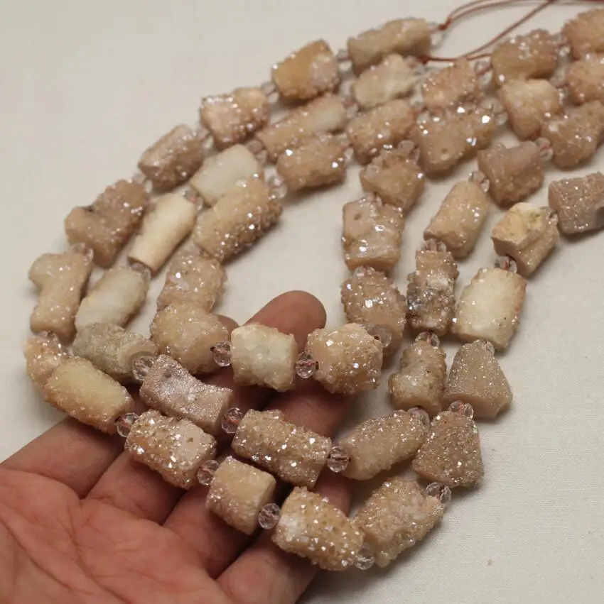 Champagne Color Druzy Achate Nugget Beads Bracelets Drilled Cylinder Drusy Geode Stones for Pendant Jewelry DIY | Украшения и