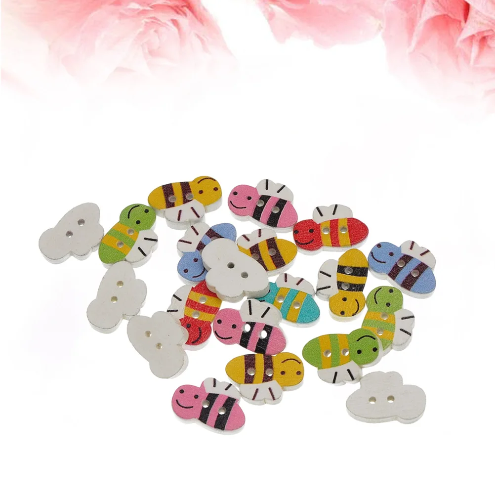 100 шт. креативные милые шикарные деревянные пчелы пуговицы для шитья свадьбы