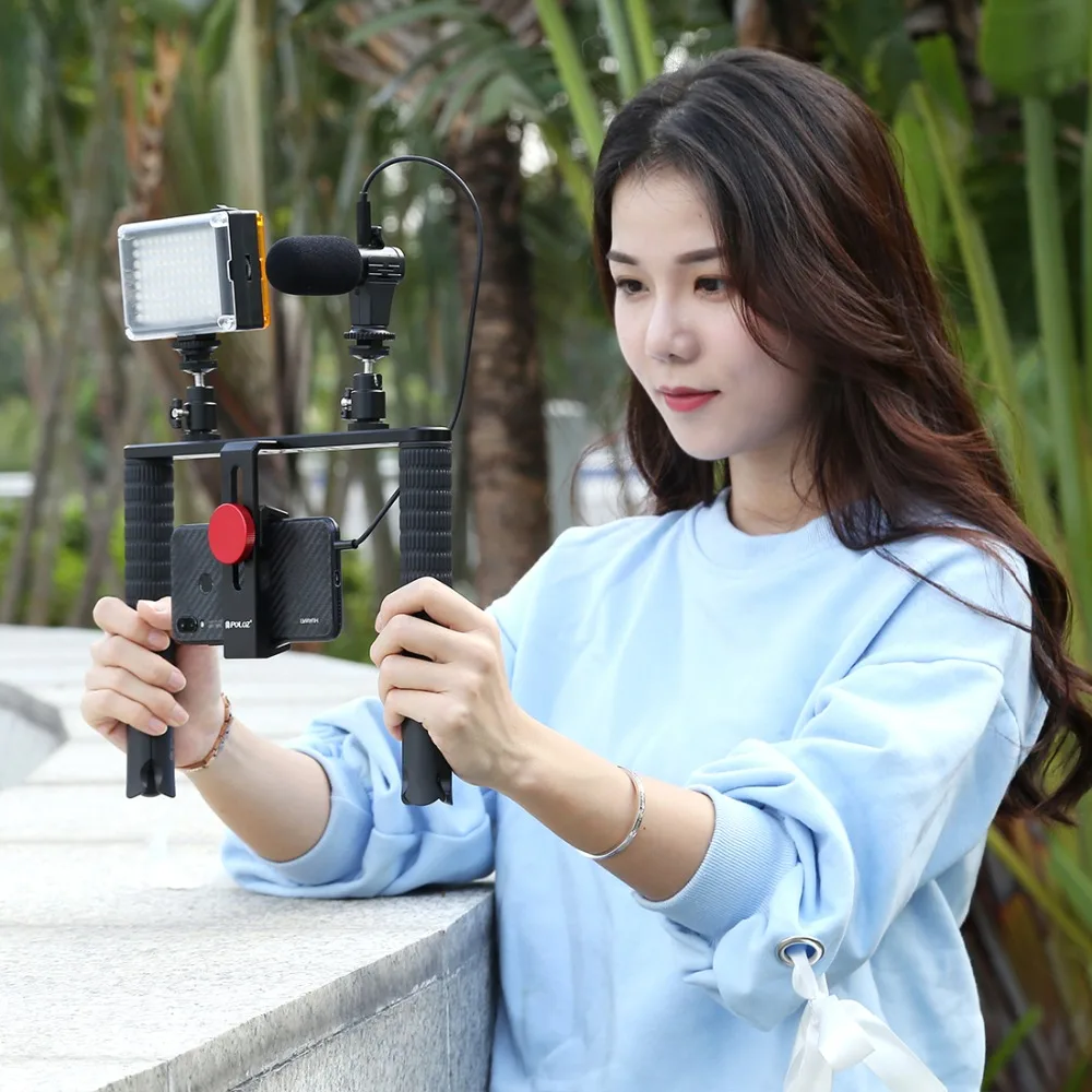 PULUZ телефон стабилизатор Vlogging прямая трансляция комплекты Filmmaking Запись Поддержка ручной захват видео Риг для смартфонов