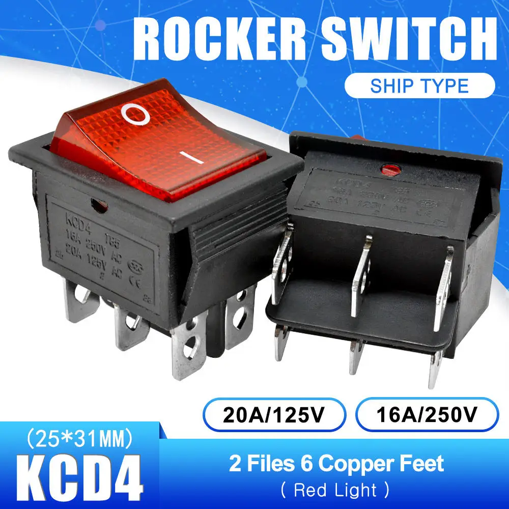 On-Off 6 Pin KCD4 кулисный выключатель питания 2 положения/3 положения 4 контакта 6 контактов электрооборудование с выключателем светильник 16A 250VAC/20A 125VAC - Цвет: On-Off 6 Pin
