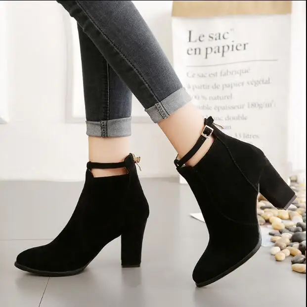 SMONSDLE 2018 winter new European and American fashion thick with short boots British wind Martin Chelsea bare female A15 | Обувь