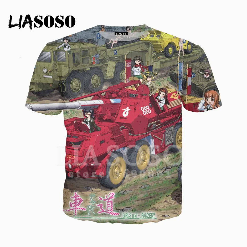 LIASOSO 3D принт для женщин и мужчин аниме девушки панзер косплей футболка Летняя