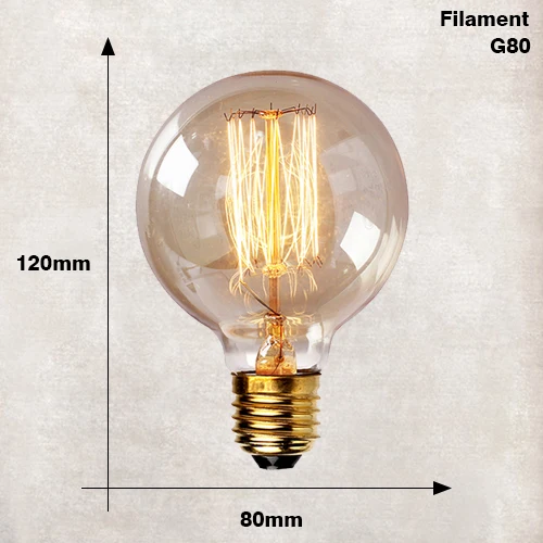 G80 Filament Эдисон лампы e27 220 В 40 Вт st64 t10 g80 g95 в стиле ретро ампулы винтажная лампа Эдисона лампа накаливания Светильник лампы для домашнего декора - Цвет: G80 Filament
