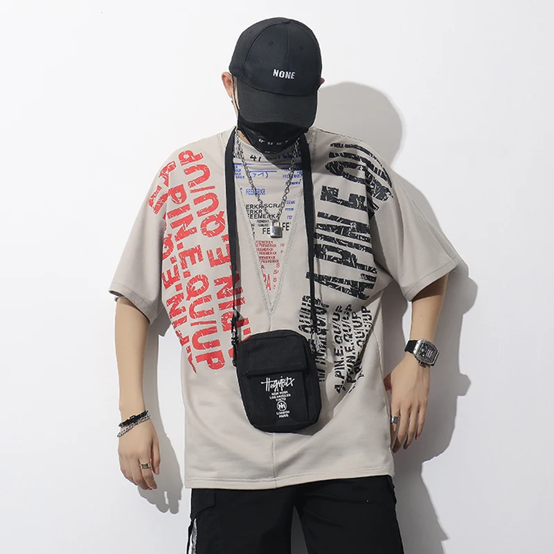 Летняя футболка для мужчин Harajuku хлопок более размеры с коротким рукавом модные