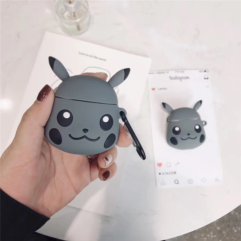 3D мультфильм беспроводные наушники чехол для Apple Airpods Bluetooth контейнеры для гарнитуры Милый Пикачу Защитный Мягкий силиконовый чехол Coque