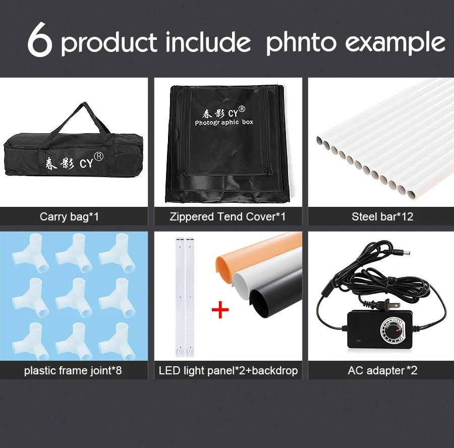 freeshipping 60cm LED Photo Studio light tent Tabletop Shooting SoftBox lightbox Dimmer switch AC adapter for Jewelry | Электроника