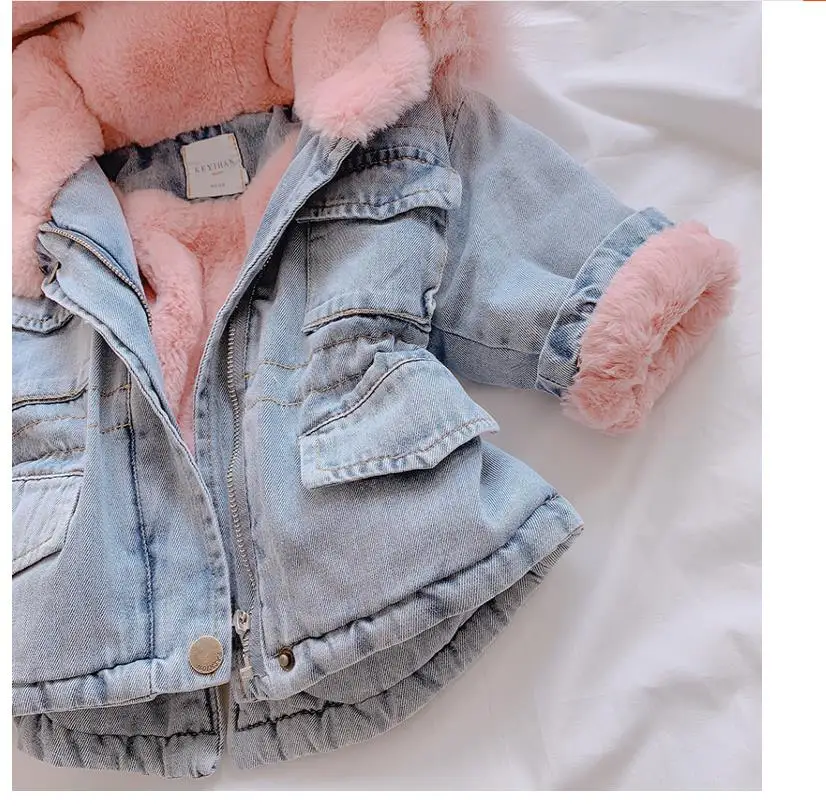 Children's cowboy plus velvet warm jacket