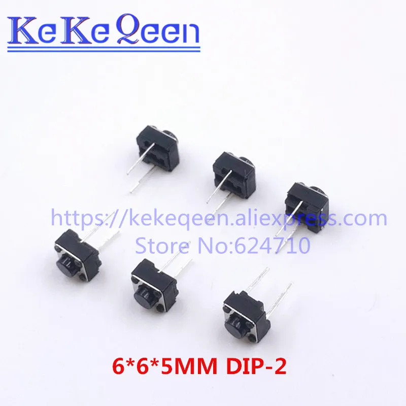 100 шт./лот 6x6x5 мм 2PIN 6*6*5 тактовая микро переключатель Сенсорная кнопка самосброса
