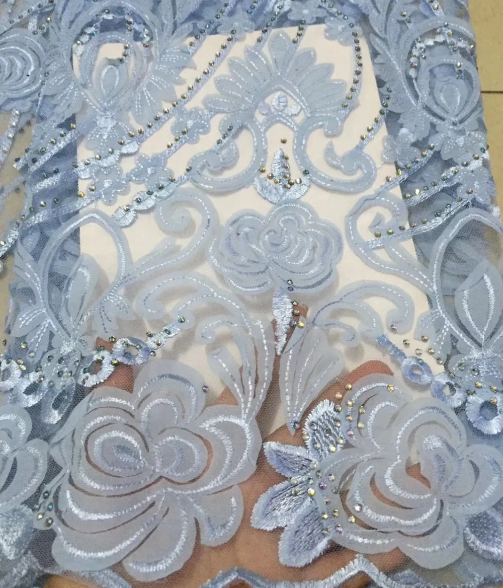

Hot selling!High quality african cord lace tulle guipure lace fabric with stones french lace fabric 5yd/lot ML6662
