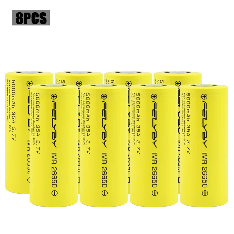FELYBY литий-ионная батарея 35A 26650 5000mah 26650-35A литиевая батарея 3,7 v аккумуляторная батарея для фонарика - Цвет: 8pcs