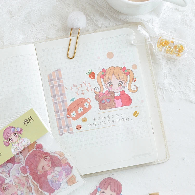 40 шт./лот милый набор стикеров Васи Kawaii Кот мультфильм девушка декоративные