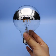 G95 4 W 8 W E26 E27 120 V 220 V Светодиодные лампы зеркало ПОЛОВИНА ХРОМ Глобус серебро 2700 K теплый свет Эдисон Ретро бестеневые лампы