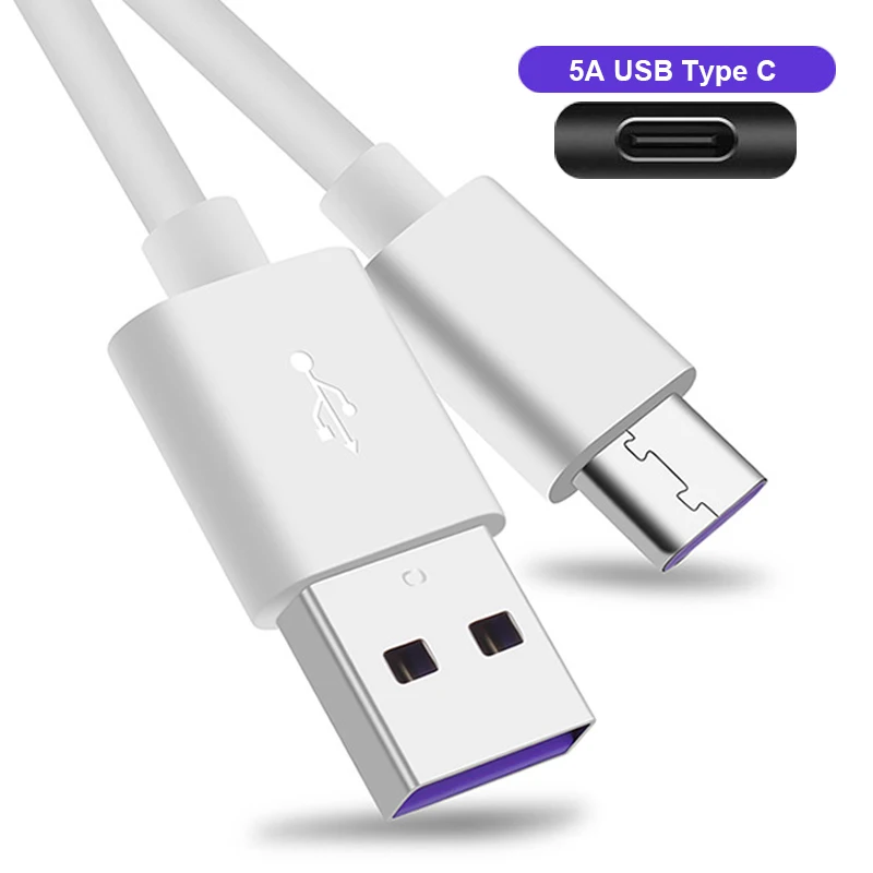White USB C для huawei Super Charge 5A Быстрый usb type C кабель для Xiaomi Redmi K20 Note 7 Быстрая зарядка 3,0 кабель type-C для samsung S9 - Цвет: White