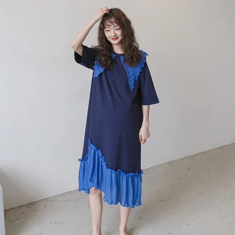 

Summer Maternity Sexy irregular Chiffon Dress Pregnancy Party Short Sleeve Dresses Pregnant women Patchwork Clothes