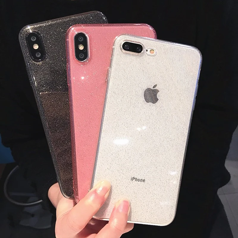 Роскошный Блестящий Прозрачный чехол для iPhone X XS Max XR 6 6S 7 8 8 Plus однотонная мягкая задняя крышка из ТПУ для iPhone 11 11 Pro Max