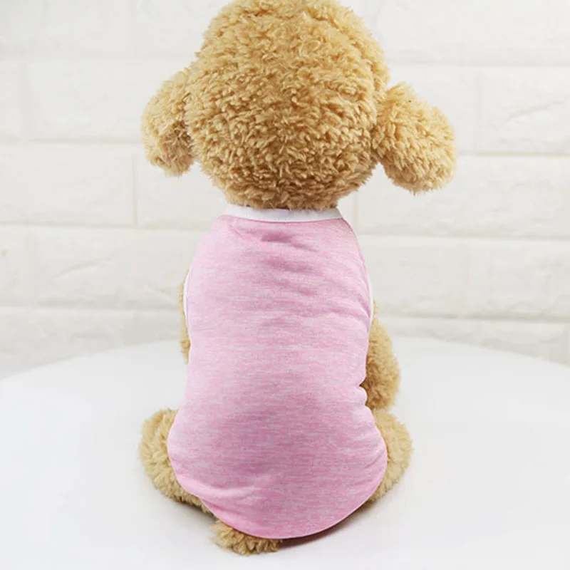Summer Pet Clothes Casual Dog Vest T Shirt for Small Medium Dogs Comfortable Pure Color Cat Clothing Blue Gray Pink Orange Red