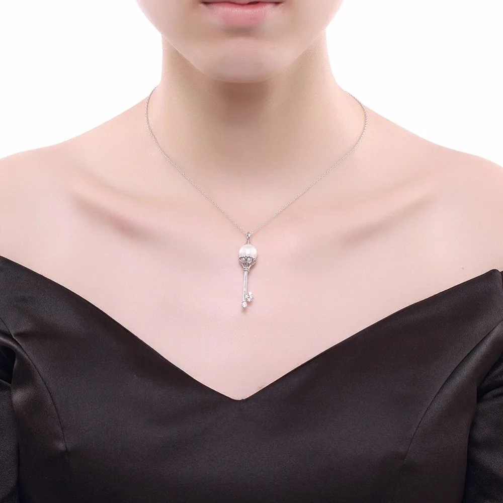 925 Sterling Silver Key Pearl Diamond Necklace Clavicle Chain Mens Women Sale Jewelry Cable Gift | Украшения и аксессуары