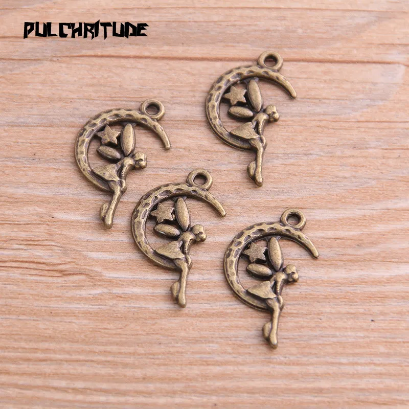 Pulchrode 20 шт 16*26 мм продукт три цвета Луна Ангел подвески для девушки кулон ювелирные изделия металлический сплав ювелирные изделия Маркировка