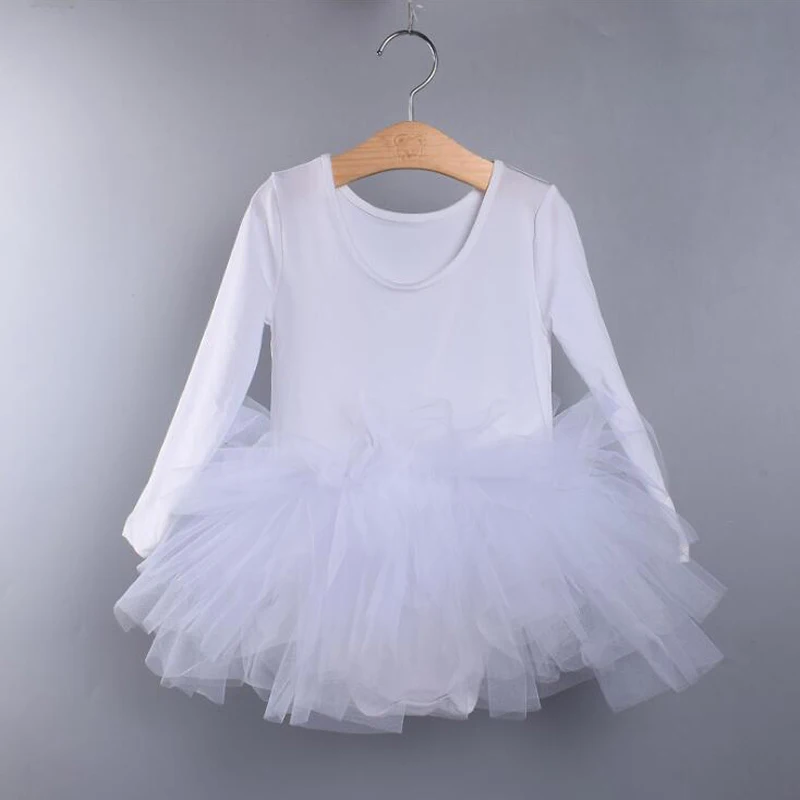 Ballet dress for Girls Mesh Long Sleeve Gymnastic Leotard Dress Children Costume Kids Dancewear Pink /Black/Grey 2-8T | Детская одежда