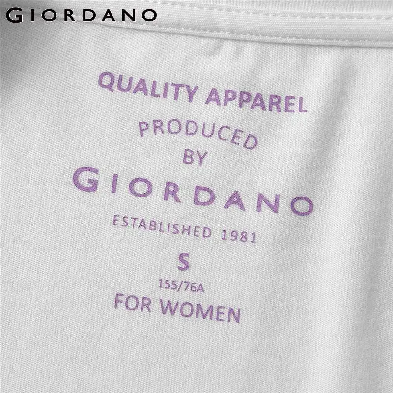 Giordano женская футболка с круглым воротом и короткими рукавами на груди