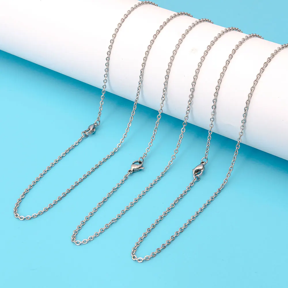 5PCS 5 шт./лот 45 см/50 см ожерелье из нержавеющей стали Веревка 2 мм женское и мужское ожерелье цепочка ожерелье ювелирные изделия - Окраска металла: 5PCS
