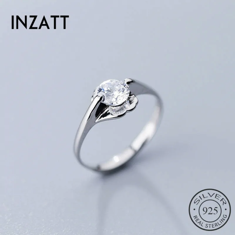 INZATT настоящее 925 пробы серебряное минималистичное циркониевое кольцо для