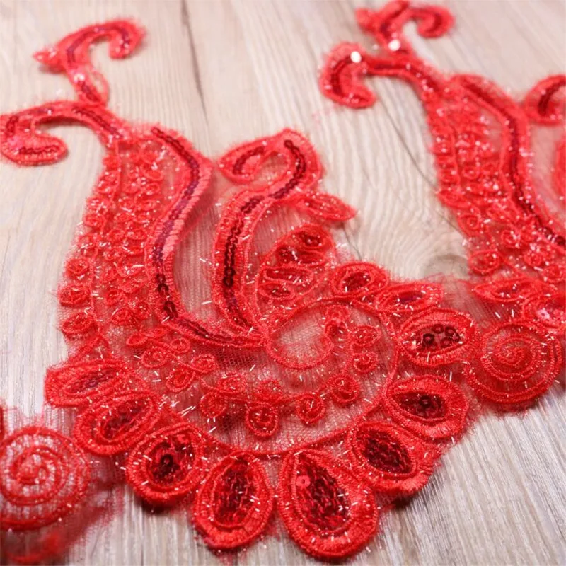 Delicate 1yard Red Glitter Wedding Dress Cording Lace Applique Thread Embroidery Accessories Trim 25cm LR0006 | Дом и сад