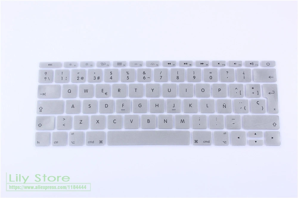 Силиконовый чехол для испанской клавиатуры защитный нового Macbook 12 A1534 и MacBook Pro 13