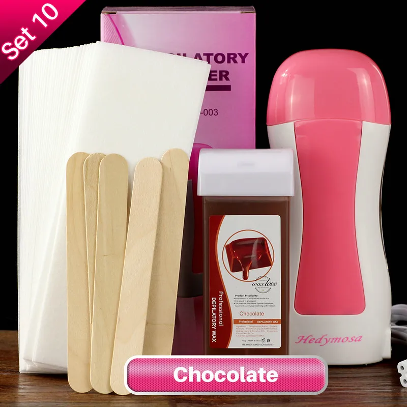 Set10 Chocolate Hedymosa брендовая Вощеная Машинка для удаления волос, депиляция, электрическая эпиляция, эпилятор для лица и тела, для бритья женщин, 110 В/220 В - Цвет: Set10 Chocolate
