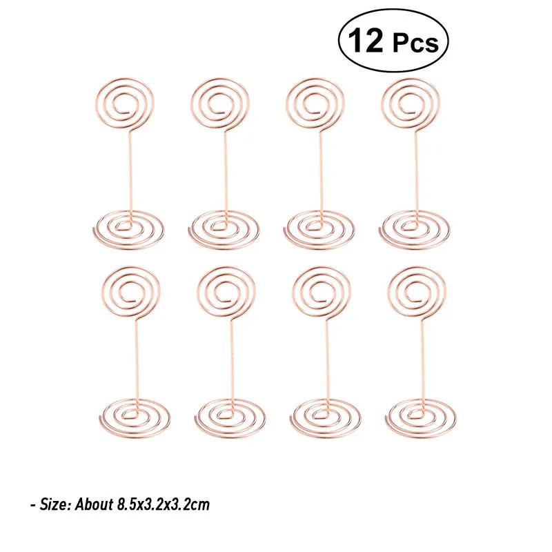 12 12 Pcs Rose Gold Heart Shape Photo Holder Stand Desk Number Holders Card Place Paper Clamps For Wedding Party Decorations - Цвет: 12