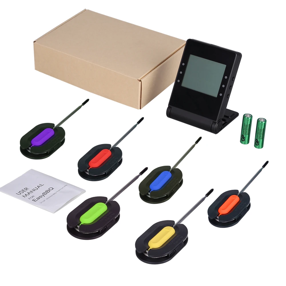 Беспроводной цифровой bluetooth-термометр для барбекю с 6 зондами и управлением