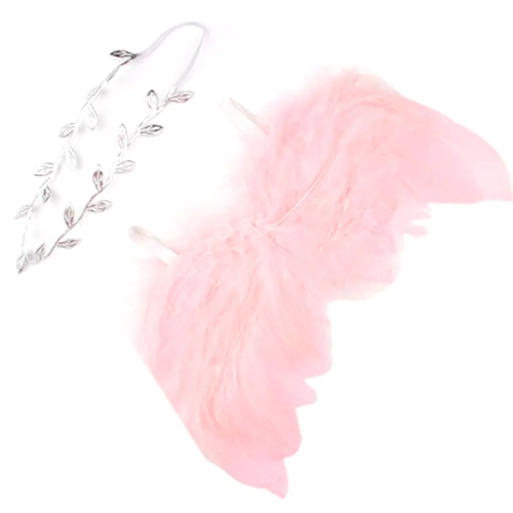 Baby Newborn Angle Feather Wing And Olive Branch Headband Photograph Prop Suit Infant Clothes Photography Props | Детская одежда и