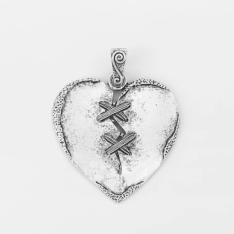 2pcs Large Heart Clothing Buckle Shaped Charms Injured Pendants For Necklace Jewelry Making Finding 57x55mm | Украшения и