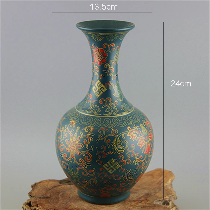 Jingdezhen Античная покрытая эмалью ваза Yong Zheng зеленая глазурь ваза с цветочным узором Имитация древнего фарфора печи под старину