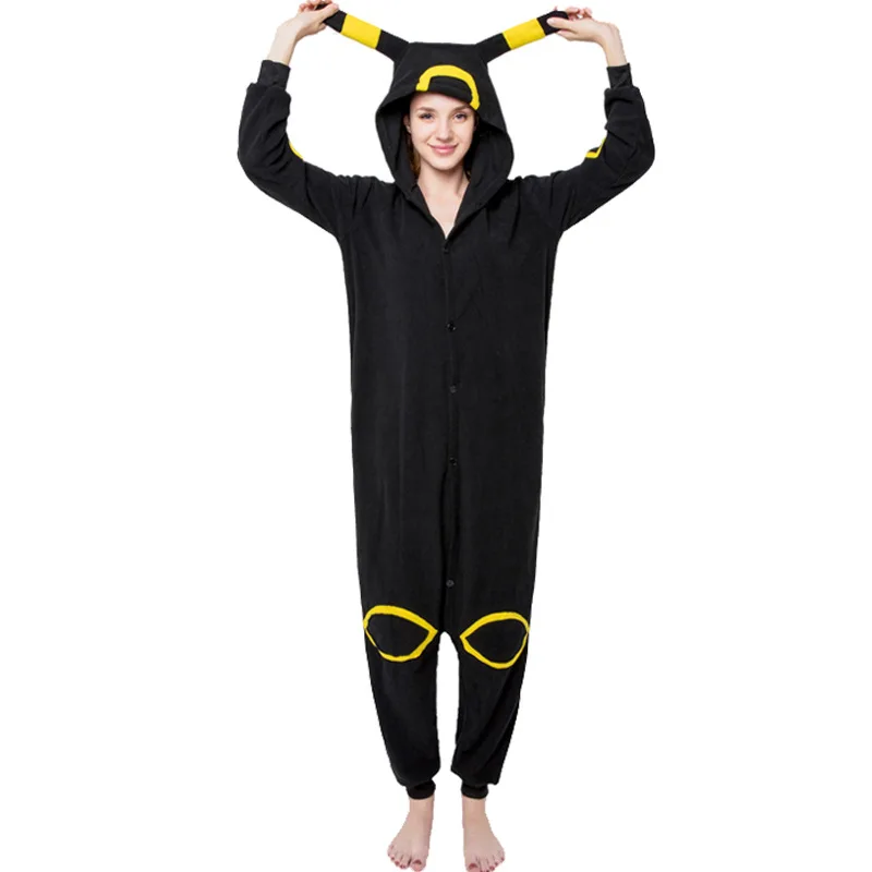 yellow umbreon Женский, мужской, Хэллоуин, вечерние Покемон умбреон, Espeon, костюм-комбинезон, мультяшная Пижама для косплея, спортивный костюм, все в одном флисе - Цвет: yellow umbreon
