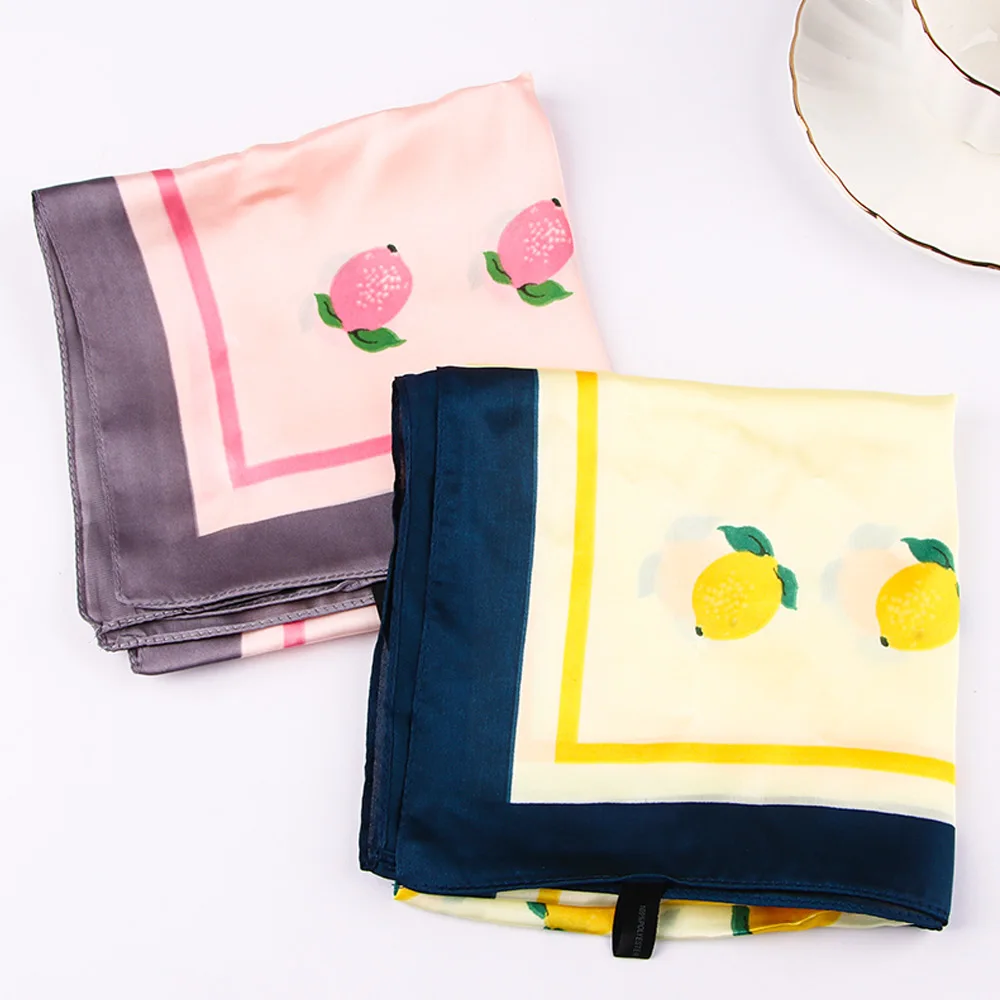 Маленький квадратный шарф с принтом лимона 70 см женский шейный платок роскошные