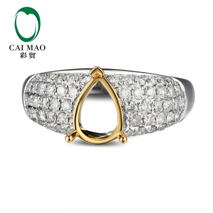 

CaiMao Pear cut Semi Mount Ring Settings & 0.67ct Diamond 18k White Gold Gemstone Engagement Ring Fine Jewelry