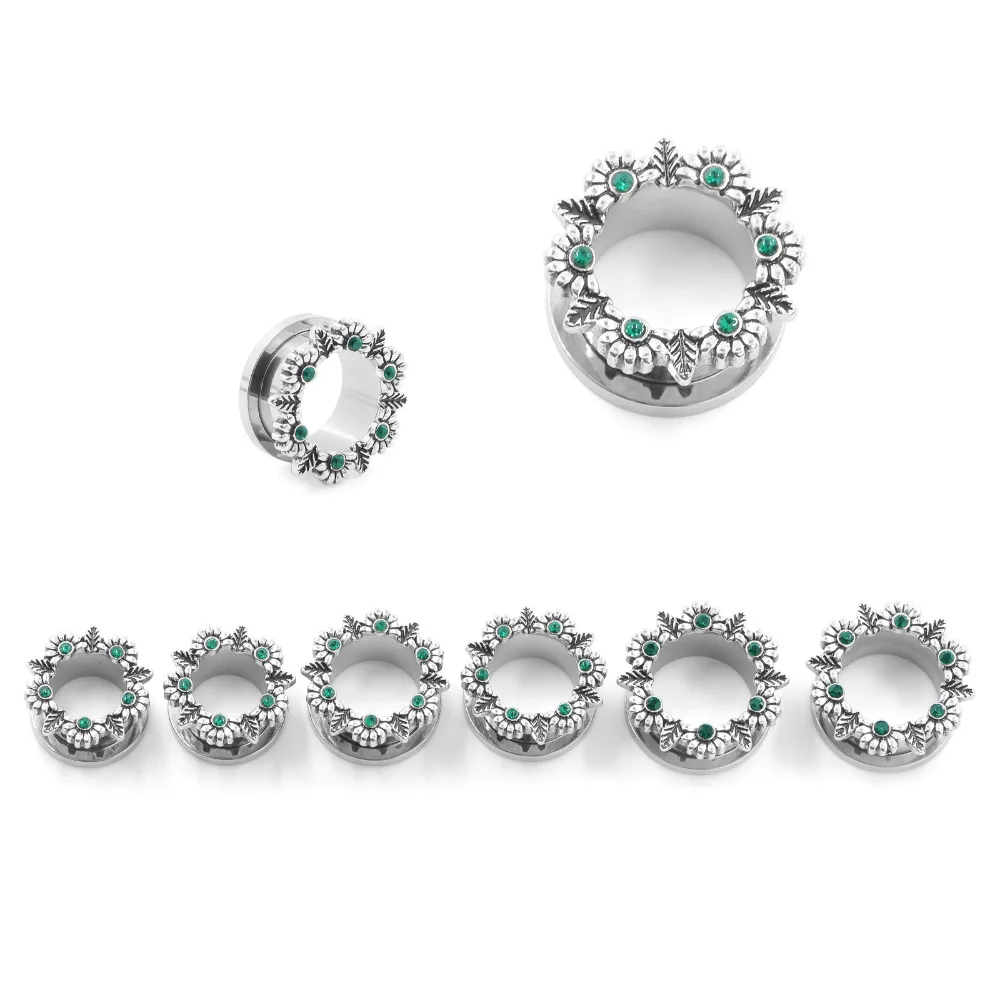 New Crystal Stainless Steel Screw 3pairs Ear Plugs Gauge Flesh Tunnel Piercing Hollow Stretcher Expander Body Jewelry | Украшения и