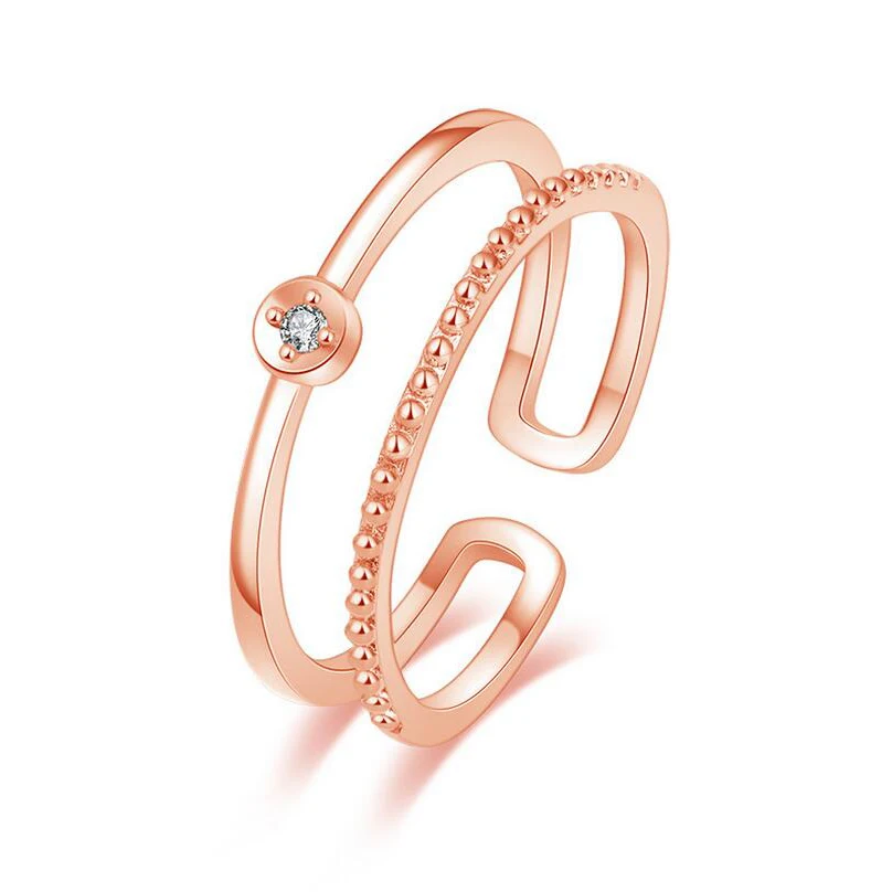 2019 New Rose Gold Double Opening Ring for Women's Crystal Zircon Engagement Rings Fashion Jewelry | Украшения и аксессуары