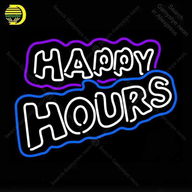 

Neon Sign for Happy Hours Neon Bulb signgarage handcraft Beer bar club glass neon signboard Decorate Hotel restaurant advertise